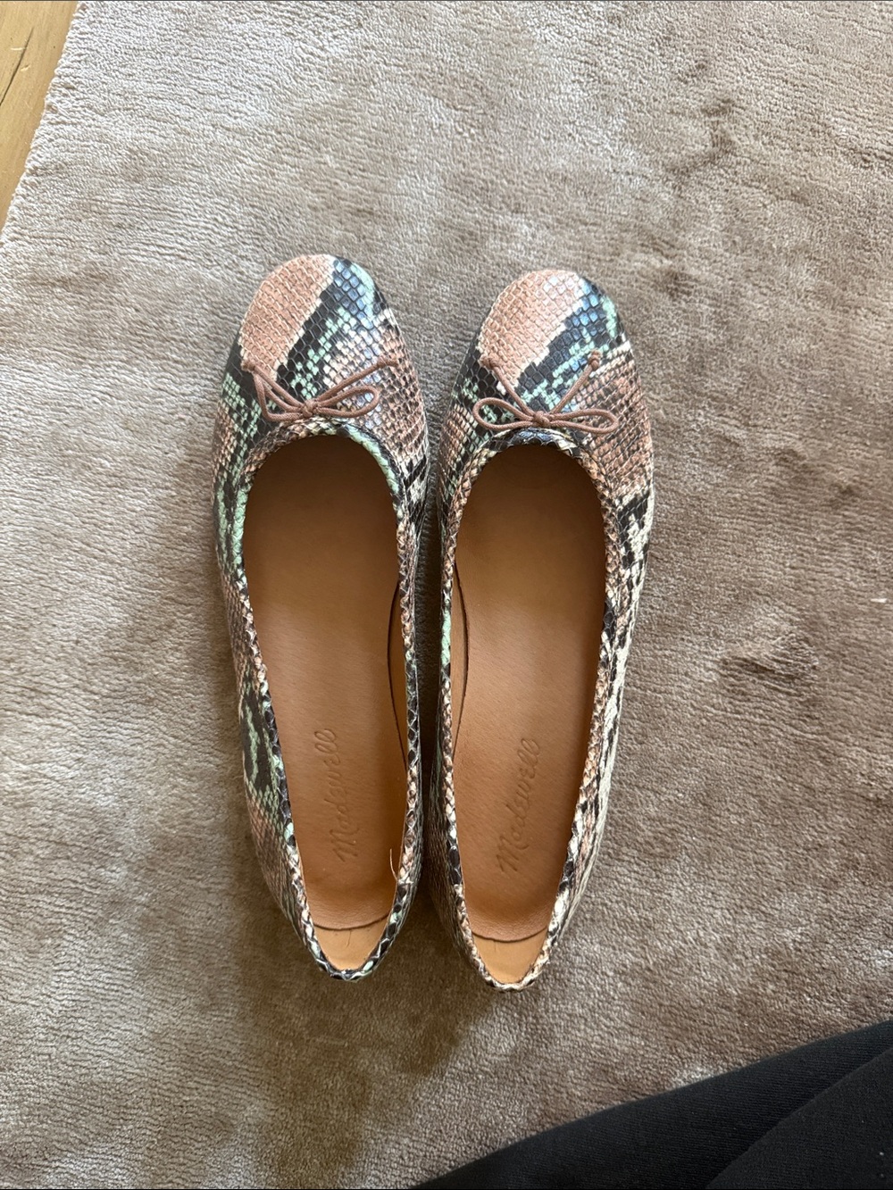 NWOT Madewell The Adelle Ballet Flat in Snake Embossed Leather Size 8